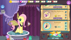 Size: 1280x720 | Tagged: safe, gameloft, fluttershy, pony, g4, alternate clothes, clothes, costume, female, flutterbat costume, nightmare night, solo