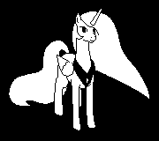 Size: 180x160 | Tagged: safe, artist:4as, princess celestia, g4, animated, black and white, black background, crossover, cute, cutelestia, female, game, gif, grayscale, monochrome, pixel art, simple background, solo, trotting, trotting in place, true res pixel art, undertale