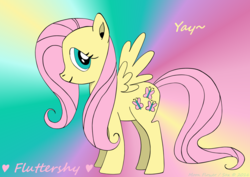 Size: 7016x4980 | Tagged: safe, artist:moon flower, fluttershy, pegasus, pony, series:moon flower's fluttershy, g4, 2016, absurd resolution, caption, colored, dialogue, digital art, drawing, fanart, female, gradient background, heart, mare, mixed media, pencil, solo, stock vector, text, traditional art, yay