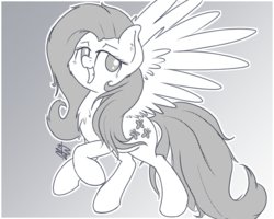 Size: 750x600 | Tagged: safe, artist:malwinters, fluttershy, g4, female, grayscale, monochrome, solo