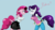 Size: 1529x870 | Tagged: safe, artist:traupa, pinkie pie, rarity, earth pony, unicorn, anthro, g4, accessory swap, alternate hairstyle, blushing, breasts, busty pinkie pie, busty rarity, clothes, clothes swap, dialogue, duo, female, mane swap, personality swap, pinkie pie hair, rarity hair, role reversal, sudden style change