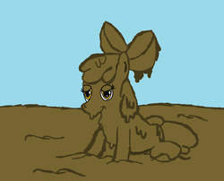 Size: 1594x1290 | Tagged: safe, artist:amateur-draw, apple bloom, g4, 1000 hours in ms paint, bedroom eyes, female, ms paint, mud, muddy, solo