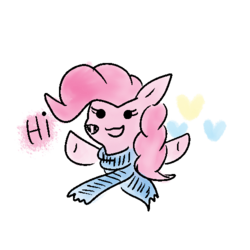 Size: 500x500 | Tagged: safe, artist:jodi sli, pinkie pie, g4, chibi, cute, female, hi, simple background, solo, transparent background