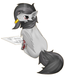 Size: 847x1000 | Tagged: safe, artist:dedonnerwolke, oc, oc only, oc:shadow fall, pony, drawing, paper, pencil, simple background, solo, transparent background