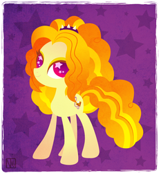 Size: 731x786 | Tagged: safe, artist:disfiguredstick, adagio dazzle, earth pony, pony, equestria girls, g4, colored eyelashes, colored pupils, cute, earth pony adagio dazzle, equestria girls ponified, female, gradient mane, gradient tail, lineless, looking at you, mare, orange eyelashes, patterned background, ponified, purple background, purple pupils, simple background, solo, standing, starry eyes, tail, wingding eyes