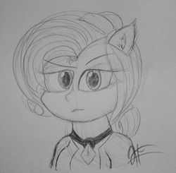 Size: 2448x2399 | Tagged: safe, anonymous artist, rarity, equestria girls, g4, alternate design, female, grayscale, high res, humanized, monochrome, solo