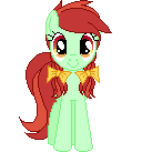 Size: 128x137 | Tagged: safe, artist:onil innarin, derpibooru exclusive, candy apples, pony, g4, apple family member, c:, female, looking at you, mare, pixel art, simple background, solo, transparent background