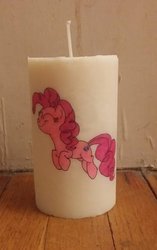 Size: 395x627 | Tagged: safe, artist:xue-snowe, pinkie pie, g4, candle, irl, photo, solo