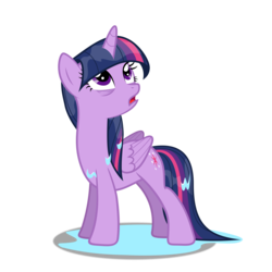 Size: 3072x3072 | Tagged: safe, artist:kmanalli, twilight sparkle, alicorn, pony, do princesses dream of magic sheep, g4, bags under eyes, female, folded wings, high res, looking up, mare, open mouth, simple background, solo, transparent background, twilight sparkle (alicorn), vector, wet, wet mane, wet mane twilight sparkle