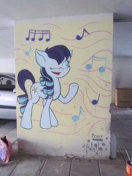 Size: 1024x1365 | Tagged: safe, artist:avizo-23, coloratura, g4, female, garage, graffiti, painting, rara, solo, traditional art