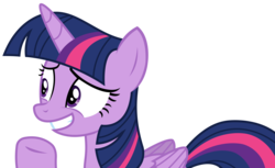 Size: 5075x3109 | Tagged: safe, artist:sketchmcreations, twilight sparkle, alicorn, pony, g4, ppov, female, folded wings, high res, mare, nervous, nervous smile, raised hoof, simple background, solo, transparent background, twilight sparkle (alicorn), vector
