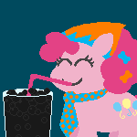 Size: 150x150 | Tagged: safe, artist:threetwotwo32232, pinkie pie, g4, animated, cola cola, female, gif, soda, solo
