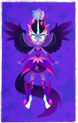 Size: 495x781 | Tagged: safe, artist:disfiguredstick, sci-twi, twilight sparkle, equestria girls, g4, my little pony equestria girls: friendship games, cute, female, horn, midnight sparkle, midnightabetes, smiling, solo, starry eyes, wingding eyes, wings