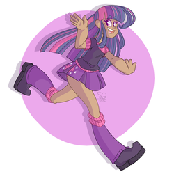 Size: 1450x1450 | Tagged: dead source, safe, artist:squididdle, twilight sparkle, equestria girls, g4, clothes, cute, female, human coloration, leg warmers, open mouth, panties, pink underwear, pleated skirt, running, shoes, skirt, skirt lift, solo, twilight sparkle (alicorn), underwear, upskirt