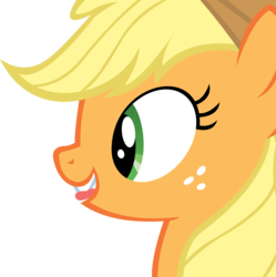 Size: 11140x11198 | Tagged: safe, artist:cyanlightning, applejack, g4, twilight's kingdom, .svg available, absurd resolution, female, hat, simple background, solo, tongue bite, tongue out, transparent background, vector