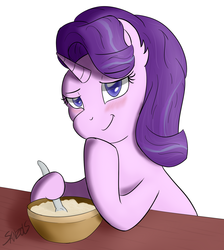 Size: 1600x1784 | Tagged: safe, artist:sanzols, starlight glimmer, g4, blushing, cooking, cute, female, solo