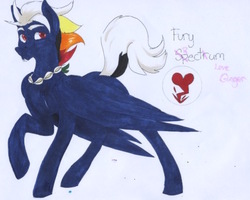 Size: 513x411 | Tagged: safe, artist:frozensoulpony, oc, oc only, oc:fury spectrum, pegasus, pony, offspring, parent:rainbow dash, parent:thunderlane, parents:thunderdash, solo, traditional art