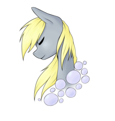 Size: 2000x2100 | Tagged: safe, artist:avialexis25, derpy hooves, pegasus, pony, g4, bubble, bust, eyes closed, female, high res, mare, portrait, solo