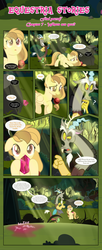 Size: 1919x4696 | Tagged: safe, artist:estories, discord, oc, oc:alice goldenfeather, draconequus, pegasus, pony, comic:find yourself, g4, comic, crystal