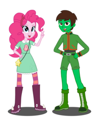 Size: 1024x1152 | Tagged: safe, artist:drawingaccount, pinkie pie, oc, oc:frost d. tart, equestria girls, g4, clothes, cosplay, costume, crossover, equestria girls-ified, gon freecss, hunter x hunter, star butterfly, star vs the forces of evil
