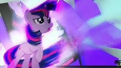 Size: 1920x1080 | Tagged: safe, artist:evoraflux, artist:finaglerific, twilight sparkle, pony, unicorn, g4, effects, female, grunge, mare, raised hoof, solo, vector, wallpaper, windswept mane