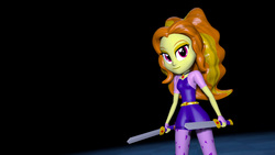 Size: 1920x1080 | Tagged: safe, artist:razethebeast, adagio dazzle, equestria girls, g4, 3d, clothes, cute, dual wield, female, forces of harmony, looking at you, smiling, solo, source filmmaker, sword, weapon