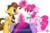 Size: 960x640 | Tagged: safe, artist:gallantserver, cheese sandwich, pinkie pie, twilight sparkle, alicorn, pony, g4, blushing, clothes, glowing horn, hilarious in hindsight, holly, holly mistaken for mistletoe, horn, magic, male, scarf, ship:cheesepie, shipper on deck, shipping, simple background, straight, telekinesis, transparent background, trio, twilight sparkle (alicorn), twilight the shipper