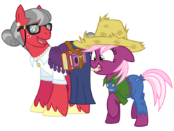 Size: 4000x3000 | Tagged: safe, artist:cheezedoodle96, big macintosh, cheerilee, earth pony, pony, g4, .svg available, alternate hairstyle, book, bucktooth, clothes, costume, crossdressing, dress, ear piercing, earring, fake teeth, farmer, female, glasses, halloween, hat, jewelry, male, mare, mole, necklace, nightmare night, nightmare night costume, overalls, piercing, redneck, role reversal, scrunchy face, ship:cheerimac, shipping, shirt, simple background, stallion, straight, straw hat, suspenders, svg, teacher, transparent background, vector