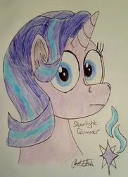 Size: 697x960 | Tagged: safe, artist:rapidsnap, starlight glimmer, pony, unicorn, g4, bust, female, portrait, solo, stare, traditional art