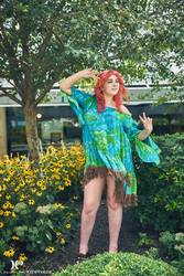 Size: 1365x2048 | Tagged: safe, artist:lochlan o'neil, artist:xen photography, tree hugger, human, bronycon, bronycon 2015, g4, clothes, cosplay, costume, dress, irl, irl human, legs, peace sign, photo, solo