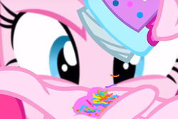 Size: 900x600 | Tagged: safe, screencap, pinkie pie, equestria girls, g4, my little pony equestria girls: legend of everfree, female, food, solo, sprinkles