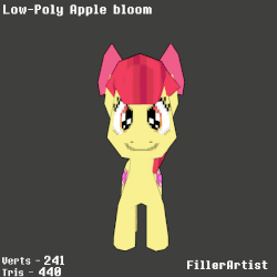 Size: 562x562 | Tagged: safe, artist:fillerartist, apple bloom, g4, 3d, 60 fps, animated, blender, cutie mark, female, gif, low poly, render, rotation, solo, the cmc's cutie marks