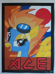 Size: 3000x4000 | Tagged: safe, artist:iceroadlion, spitfire, g4, female, heavy metal, painting, poster, solo