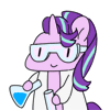 Size: 100x100 | Tagged: safe, artist:pohwaran, starlight glimmer, g4, animated, clothes, cute, female, frame by frame, gif, glimmerbetes, lab coat, safety goggles, scientist, simple background, smiling, solo, transparent background