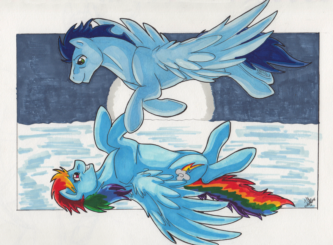 #1284787 - safe, artist:stormblaze-pegasus, <b>rainbow</b> dash, <b>soarin</b>&apos;, pon...