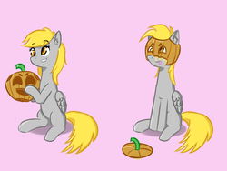Size: 1024x768 | Tagged: artist needed, source needed, safe, derpy hooves, pegasus, pony, g4, female, halloween, holiday, jack-o-lantern, mare, pumpkin, solo