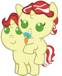 Size: 732x903 | Tagged: safe, artist:red4567, flam, flim, pony, g4, baby, baby pony, brothers, cute, duo, flamabetes, flim flam brothers, flim riding flam, flimabetes, hatless, missing accessory, pacifier, ponies riding ponies, riding, siblings riding siblings, weapons-grade cute
