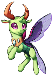 Size: 942x1339 | Tagged: dead source, safe, artist:itresad, thorax, changedling, changeling, g4, to where and back again, cute, flying, king thorax, male, simple background, smiling, solo, spread wings, transparent background