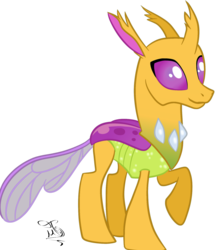 Size: 1752x2040 | Tagged: safe, artist:strangerdragos, edit, oc, oc only, oc:icarys, changedling, changeling, g4, to where and back again, changedling oc, changeling oc, raised hoof, simple background, smiling, solo, transparent background, vector