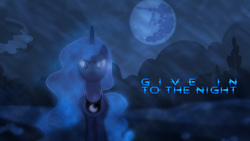 Size: 1920x1080 | Tagged: safe, artist:dashiesparkle, artist:sketchmedia, artist:spiritofthwwolf, princess luna, alicorn, pony, g4, dark, disturbed, female, full moon, looking at you, mare, mare in the moon, moon, singing in the comments, solo, song reference, sparkles, the night, tree, vector, wallpaper