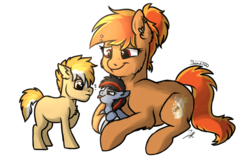 Size: 1100x700 | Tagged: safe, artist:shimazun, oc, oc only, pony, cheek fluff, chest fluff, ear fluff, simple background, tongue out, transparent background, trio