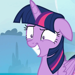 Size: 509x509 | Tagged: safe, screencap, twilight sparkle, alicorn, pony, to where and back again, animated, eye twitch, female, floppy ears, forced smile, gif, loop, smiling, solo, twilight snapple, twilight sparkle (alicorn), wide eyes