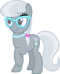 Size: 4846x6000 | Tagged: safe, artist:slb94, silver spoon, earth pony, pony, g4, absurd resolution, cute, female, glasses, older, older silver spoon, raised hoof, simple background, solo, transparent background, vector
