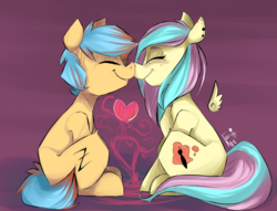 Size: 1916x1464 | Tagged: safe, artist:tamyarts, oc, oc only, pony, boop, duo, heart, noseboop