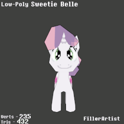 Size: 562x562 | Tagged: safe, artist:fillerartist, sweetie belle, g4, 3d, 60 fps, animated, cutie mark, female, gif, low poly, rotating, rotation, solo, the cmc's cutie marks