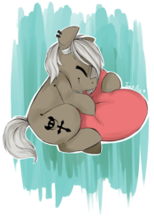Size: 1276x1836 | Tagged: safe, artist:tamyarts, oc, oc only, earth pony, pony, cute, heart pillow, hug, ocbetes, pillow, solo