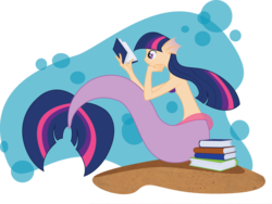 Size: 800x602 | Tagged: safe, artist:lozartist, twilight sparkle, human, mermaid, g4, book, earfins, female, humanized, mermaidized, simple background, solo, species swap, transparent background