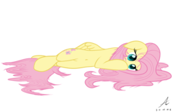 Size: 2800x1800 | Tagged: safe, artist:truffle shine, fluttershy, pegasus, pony, g4, female, floppy ears, lying down, mare, on side, simple background, solo, transparent background