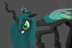 Size: 1500x1000 | Tagged: dead source, safe, artist:tanatos, queen chrysalis, changeling, changeling queen, g4, to where and back again, crown, crying, defeated, female, jewelry, regalia, solo