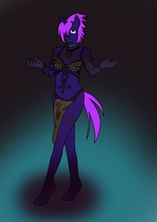 Size: 850x1200 | Tagged: safe, artist:linedraweer, oc, oc only, oc:phantom thorns, unicorn, anthro, unguligrade anthro, anthro oc, clothes, commission, costume, enchantress, halloween, solo